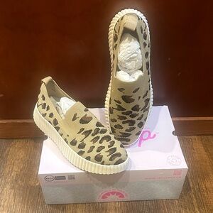 Jellypop Leopard Slip-On Sneakers in Tan and Black